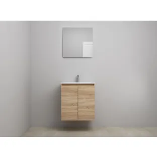 Sanilet bathroom furniture with doors - construction kit - Porcelain - Oak - 60x46x67 cm - 2 doors - 1 tap hole - With mirror