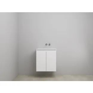 Sanilet bathroom furniture with doors - construction kit - Acrylic white - High-gloss white - 60x46x67 cm - 2 doors - No tap hole - Without mirror