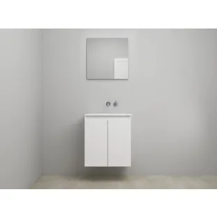 Sanilet bathroom furniture with doors - construction kit - Acrylic white - High-gloss white - 60x46x67 cm - 2 doors - No tap hole - With mirror