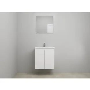 Sanilet bathroom furniture with doors - construction kit - Acrylic white - High-gloss white - 60x46x67 cm - 2 doors - 1 tap hole - With mirror