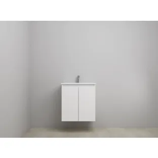 Sanilet bathroom furniture with doors - construction kit - Porcelain - High-gloss white - 60x46x67 cm - 2 doors - 1 tap hole - Without mirror