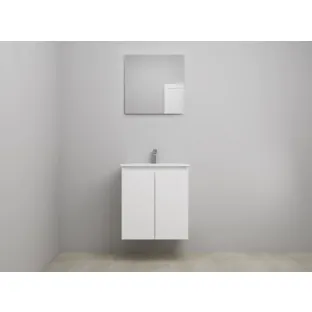 Sanilet bathroom furniture with doors - construction kit - Porcelain - High-gloss white - 60x46x67 cm - 2 doors - 1 tap hole - With mirror