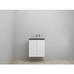 Sanilet bathroom furniture with doors - construction kit - Acrylic black - High-gloss white - 60x46x67 cm - 2 doors - No tap hole - Without mirror