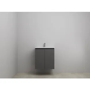 Sanilet bathroom furniture with doors - assembled - Acrylic white - Matt anthracite - 60x46x67 cm - 2 doors - 1 tap hole - Without mirror