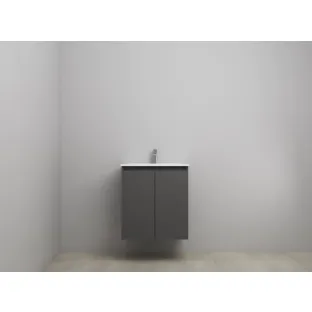 Sanilet bathroom furniture with doors - construction kit - Porcelain - Matt anthracite - 60x46x67 cm - 2 doors - 1 tap hole - Without mirror