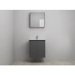 Sanilet bathroom furniture with doors - construction kit - Porcelain - Matt anthracite - 60x46x67 cm - 2 doors - 1 tap hole - Mirror cabinet