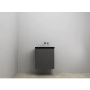 Sanilet bathroom furniture with doors - construction kit - Acrylic black - Matt anthracite - 60x46x67 cm - 2 doors - No tap hole - Without mirror