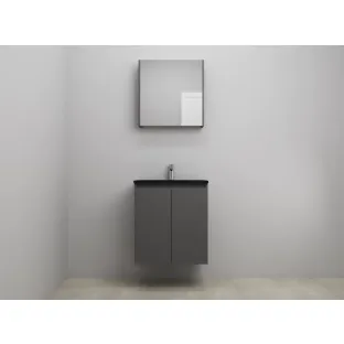 Sanilet bathroom furniture with doors - construction kit - Acrylic black - Matt anthracite - 60x46x67 cm - 2 doors - 1 tap hole - Mirror cabinet