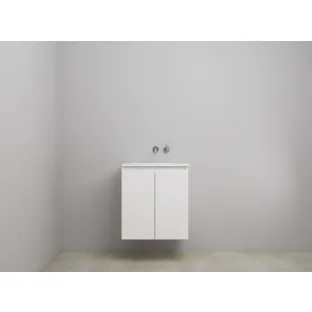 Sanilet bathroom furniture with doors - assembled - Acrylic white - Matt white - 60x46x67 cm - 2 doors - No tap hole - Without mirror