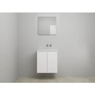 Sanilet bathroom furniture with doors - assembled - Acrylic white - Matt white - 60x46x67 cm - 2 doors - No tap hole - With mirror