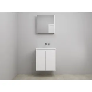 Sanilet bathroom furniture with doors - assembled - Acrylic white - Matt white - 60x46x67 cm - 2 doors - No tap hole - Mirror cabinet