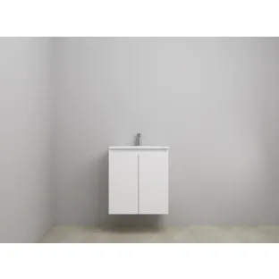 Sanilet bathroom furniture with doors - construction kit - Acrylic white - Matt white - 60x46x67 cm - 2 doors - 1 tap hole - Without mirror