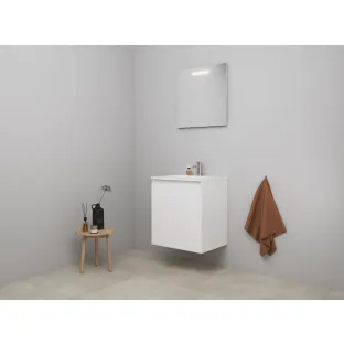 Sanilet bathroom furniture with doors - assembled - Acrylic white - Matt white - 60x46x67 cm - 2 doors - 1 tap hole - LED mirror