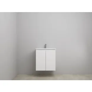 Sanilet bathroom furniture with doors - construction kit - Porcelain - Matt white - 60x46x67 cm - 2 doors - 1 tap hole - Without mirror