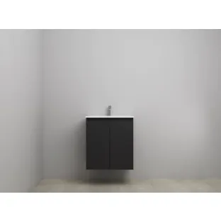 Sanilet bathroom furniture with doors - construction kit - Porcelain - Matt black - 60x46x67 cm - 2 doors - 1 tap hole - Without mirror