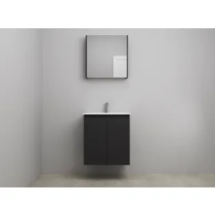 Sanilet bathroom furniture with doors - construction kit - Porcelain - Matt black - 60x46x67 cm - 2 doors - 1 tap hole - Mirror cabinet