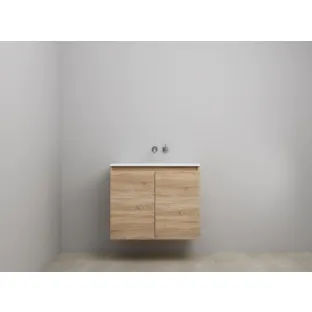 Sanilet bathroom furniture with doors - assembled - Acrylic white - Oak - 80x46x67 cm - 2 doors - No tap hole - Without mirror