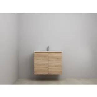 Sanilet bathroom furniture with doors - construction kit - Porcelain - Oak - 80x46x67 cm - 2 doors - 1 tap hole - Without mirror