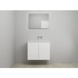 Sanilet bathroom furniture with doors - construction kit - Acrylic white - High-gloss white - 80x46x67 cm - 2 doors - No tap hole - With mirror