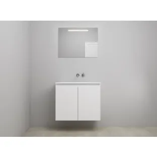 Sanilet bathroom furniture with doors - construction kit - Acrylic white - High-gloss white - 80x46x67 cm - 2 doors - No tap hole - LED mirror