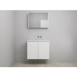 Sanilet bathroom furniture with doors - construction kit - Acrylic white - High-gloss white - 80x46x67 cm - 2 doors - No tap hole - Mirror cabinet