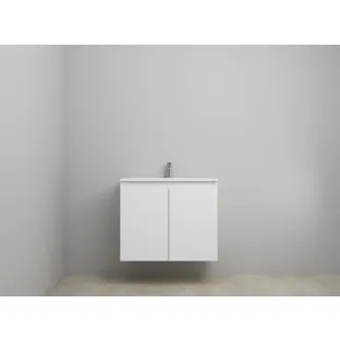 Sanilet bathroom furniture with doors - construction kit - Acrylic white - High-gloss white - 80x46x67 cm - 2 doors - 1 tap hole - Without mirror