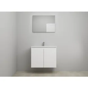 Sanilet bathroom furniture with doors - construction kit - Acrylic white - High-gloss white - 80x46x67 cm - 2 doors - 1 tap hole - With mirror