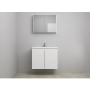 Sanilet bathroom furniture with doors - construction kit - Acrylic white - High-gloss white - 80x46x67 cm - 2 doors - 1 tap hole - Mirror cabinet