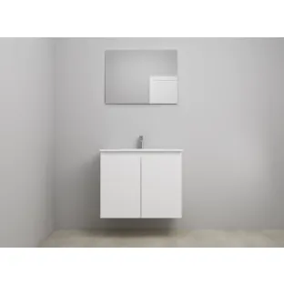 Sanilet bathroom furniture with doors - construction kit - Porcelain - High-gloss white - 80x46x67 cm - 2 doors - 1 tap hole - With mirror