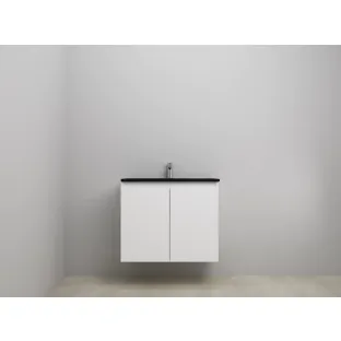 Sanilet bathroom furniture with doors - construction kit - Acrylic black - High-gloss white - 80x46x67 cm - 2 doors - 1 tap hole - Without mirror