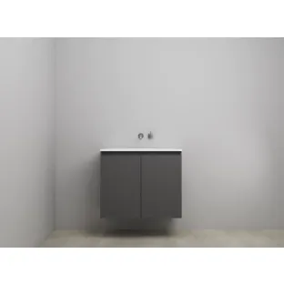 Sanilet bathroom furniture with doors - construction kit - Acrylic white - Matt anthracite - 80x46x67 cm - 2 doors - No tap hole - Without mirror