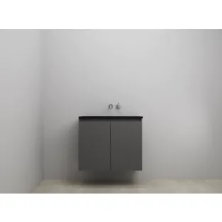 Sanilet bathroom furniture with doors - construction kit - Acrylic black - Matt anthracite - 80x46x67 cm - 2 doors - No tap hole - Without mirror