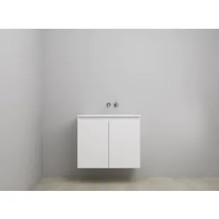 Sanilet bathroom furniture with doors - assembled - Acrylic white - Matt white - 80x46x67 cm - 2 doors - No tap hole - Without mirror