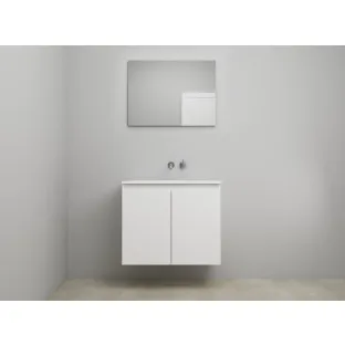 Sanilet bathroom furniture with doors - construction kit - Acrylic white - Matt white - 80x46x67 cm - 2 doors - No tap hole - With mirror