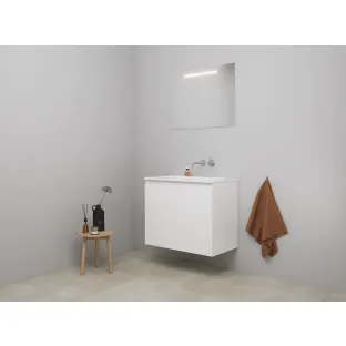 Sanilet bathroom furniture with doors - construction kit - Acrylic white - Matt white - 80x46x67 cm - 2 doors - No tap hole - LED mirror