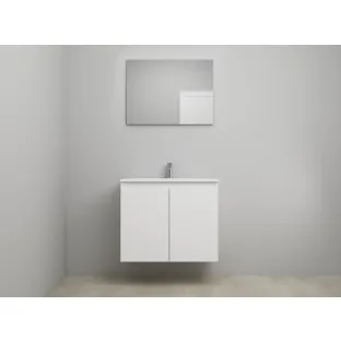 Sanilet bathroom furniture with doors - assembled - Acrylic white - Matt white - 80x46x67 cm - 2 doors - 1 tap hole - With mirror