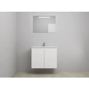 Sanilet bathroom furniture with doors - assembled - Acrylic white - Matt white - 80x46x67 cm - 2 doors - 1 tap hole - LED mirror