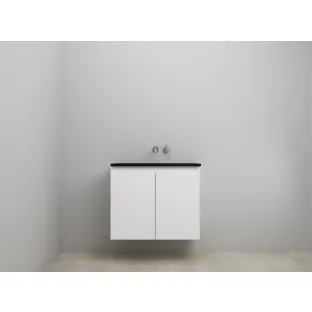 Sanilet bathroom furniture with doors - assembled - Acrylic black - Matt white - 80x46x67 cm - 2 doors - No tap hole - Without mirror