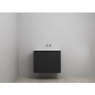 Sanilet bathroom furniture with doors - assembled - Acrylic white - Matt black - 80x46x67 cm - 2 doors - No tap hole - Without mirror