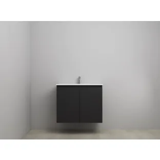 Sanilet bathroom furniture with doors - construction kit - Porcelain - Matt black - 80x46x67 cm - 2 doors - 1 tap hole - Without mirror