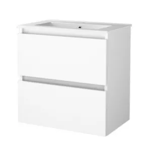 Basic Line shallow bathroom furniture 60 x 39 cm - High-gloss white - without mirror - porcelain washbasin - 1 tap hole