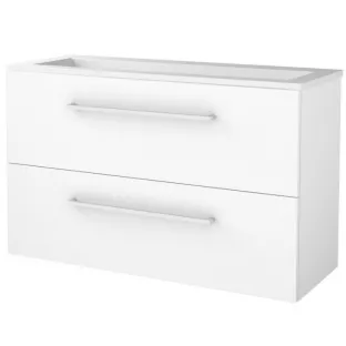 Basic Line shallow bathroom furniture 100 x 39 cm - High-gloss white - without mirror - acrylic washbasin - 1 tap holes