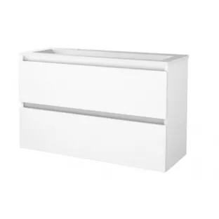 Basic Line shallow bathroom furniture 100 x 39 cm - High-gloss white - without mirror - acrylic washbasin - 2 tap holes