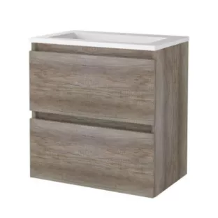 Basic Line shallow bathroom furniture 60 x 39 cm - Dark oak - without mirror - acrylic washbasin - 1 tap hole