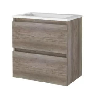 Basic Line shallow bathroom furniture 60 x 39 cm - Dark oak - without mirror - acrylic washbasin - without tap hole