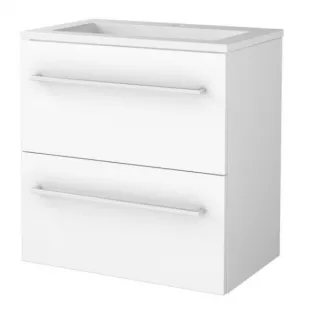 Basic Line shallow bathroom furniture 60 x 39 cm - High-gloss white - without mirror - acrylic washbasin - 1 tap hole