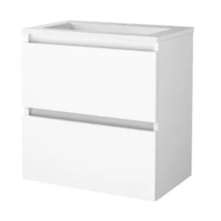 Basic Line shallow bathroom furniture 60 x 39 cm - High-gloss white - without mirror - acrylic washbasin - 1 tap hole