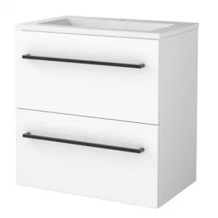 Basic Line shallow bathroom furniture 60 x 39 cm - High-gloss white - without mirror - acrylic washbasin - 1 tap hole