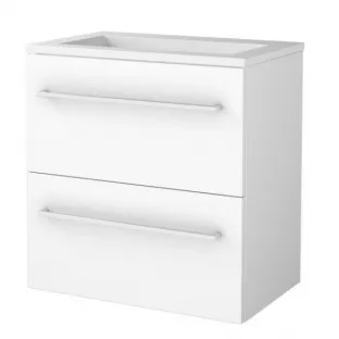 Basic Line shallow bathroom furniture 60 x 39 cm - High-gloss white - without mirror - acrylic washbasin - without tap hole