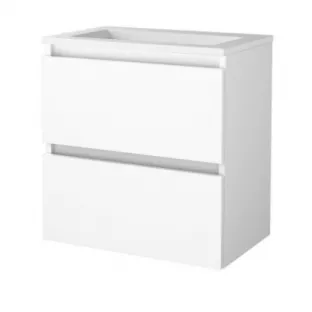 Basic Line shallow bathroom furniture 60 x 39 cm - High-gloss white - without mirror - acrylic washbasin - without tap hole